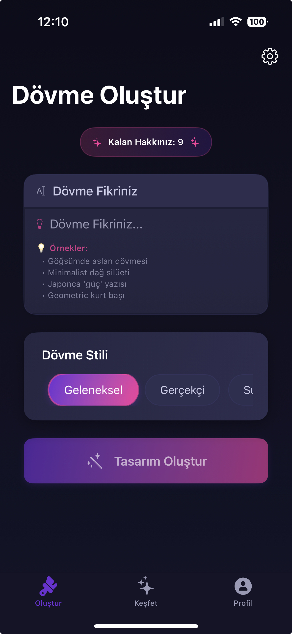 AI Tattoo Generator App